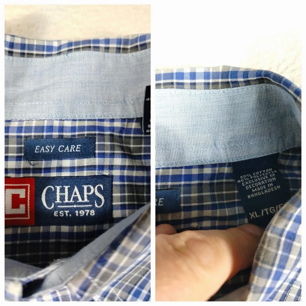 Chaps Shirt Mens XL Lot Of 4 Plaid Short Sleeve Button Up Easy Care Casual